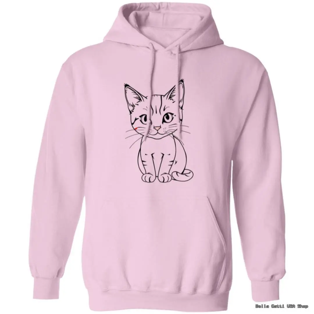 Pink hoodie with cute cat illustration