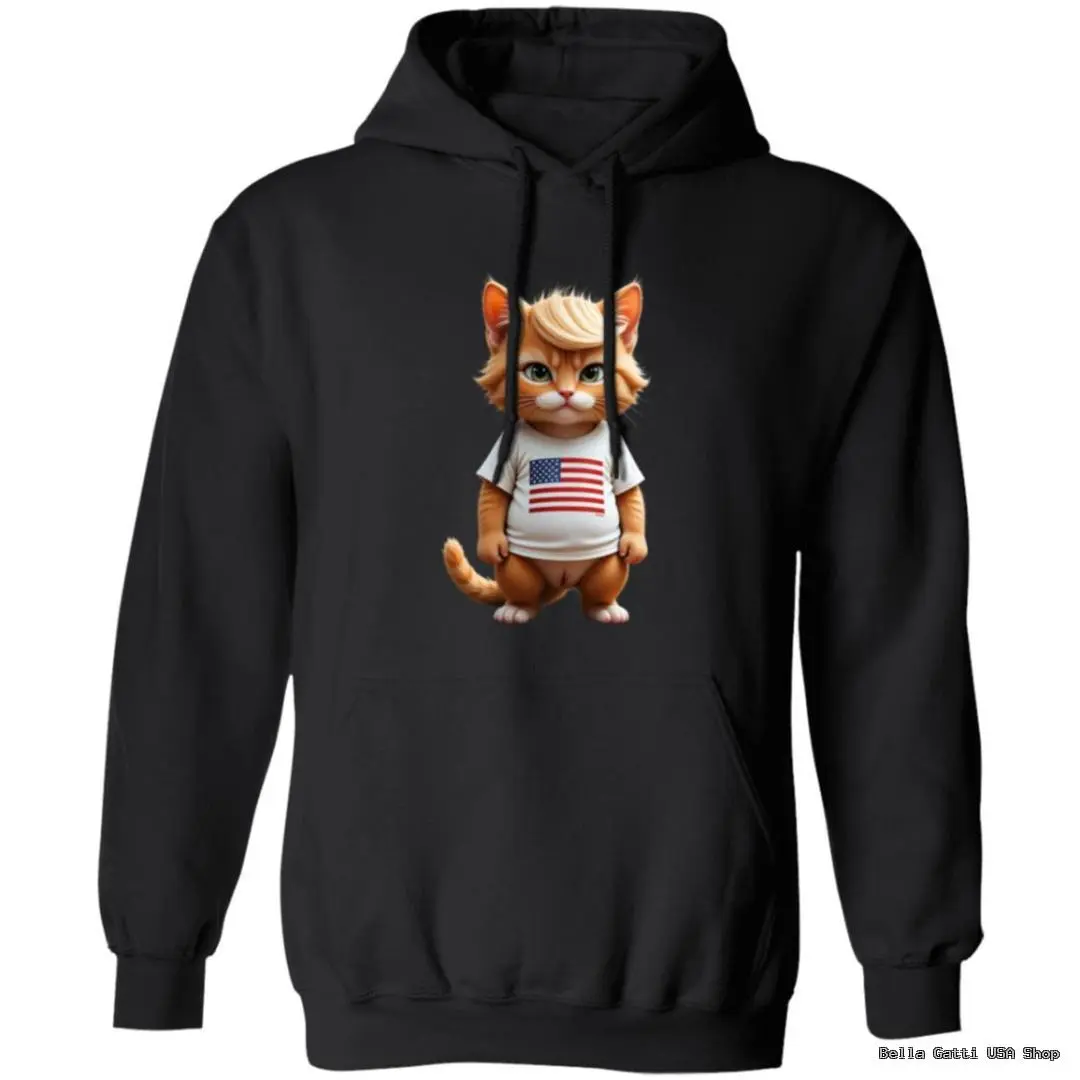 Cat hoodie with USA flag t-shirt design