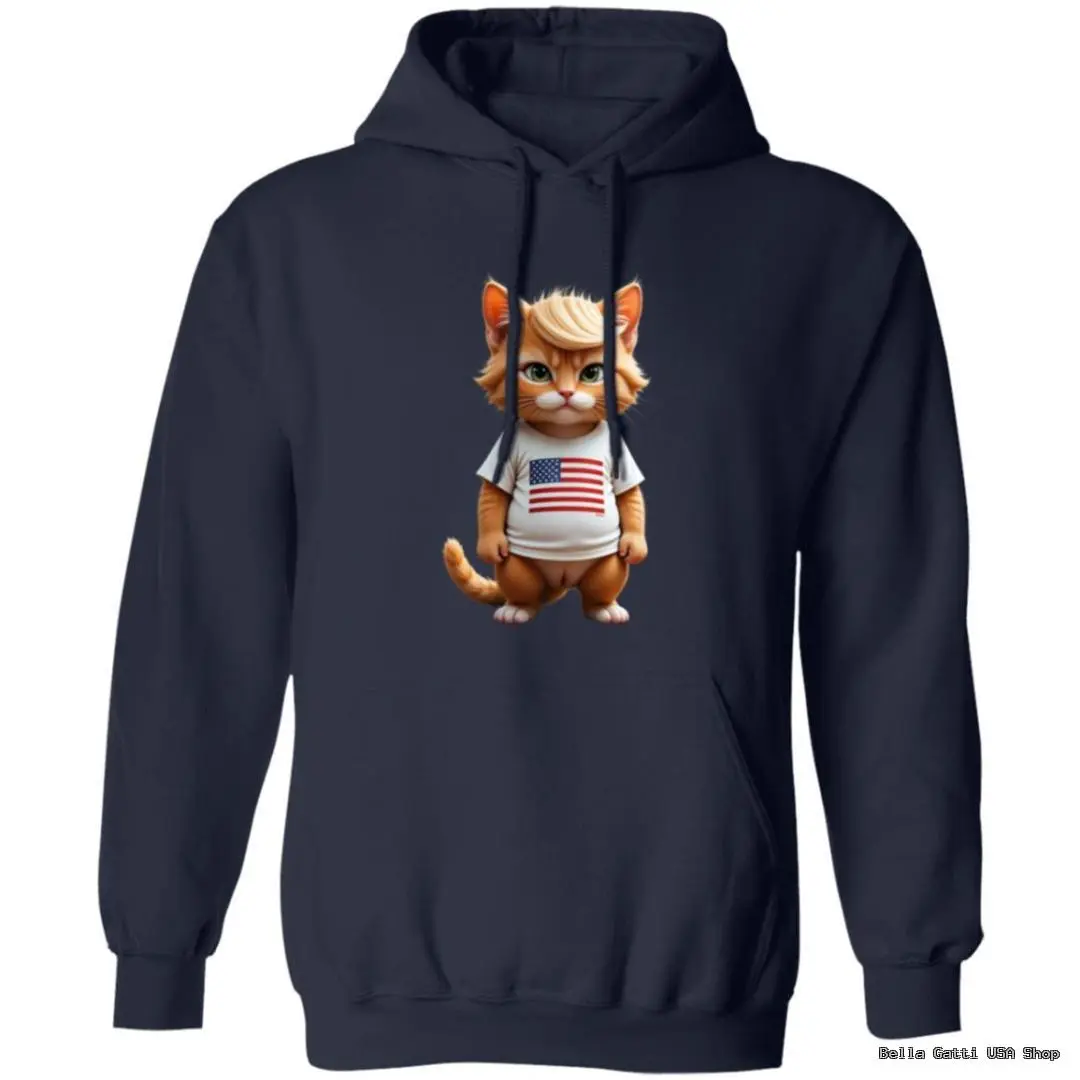 Cat in hoodie with American flag design
