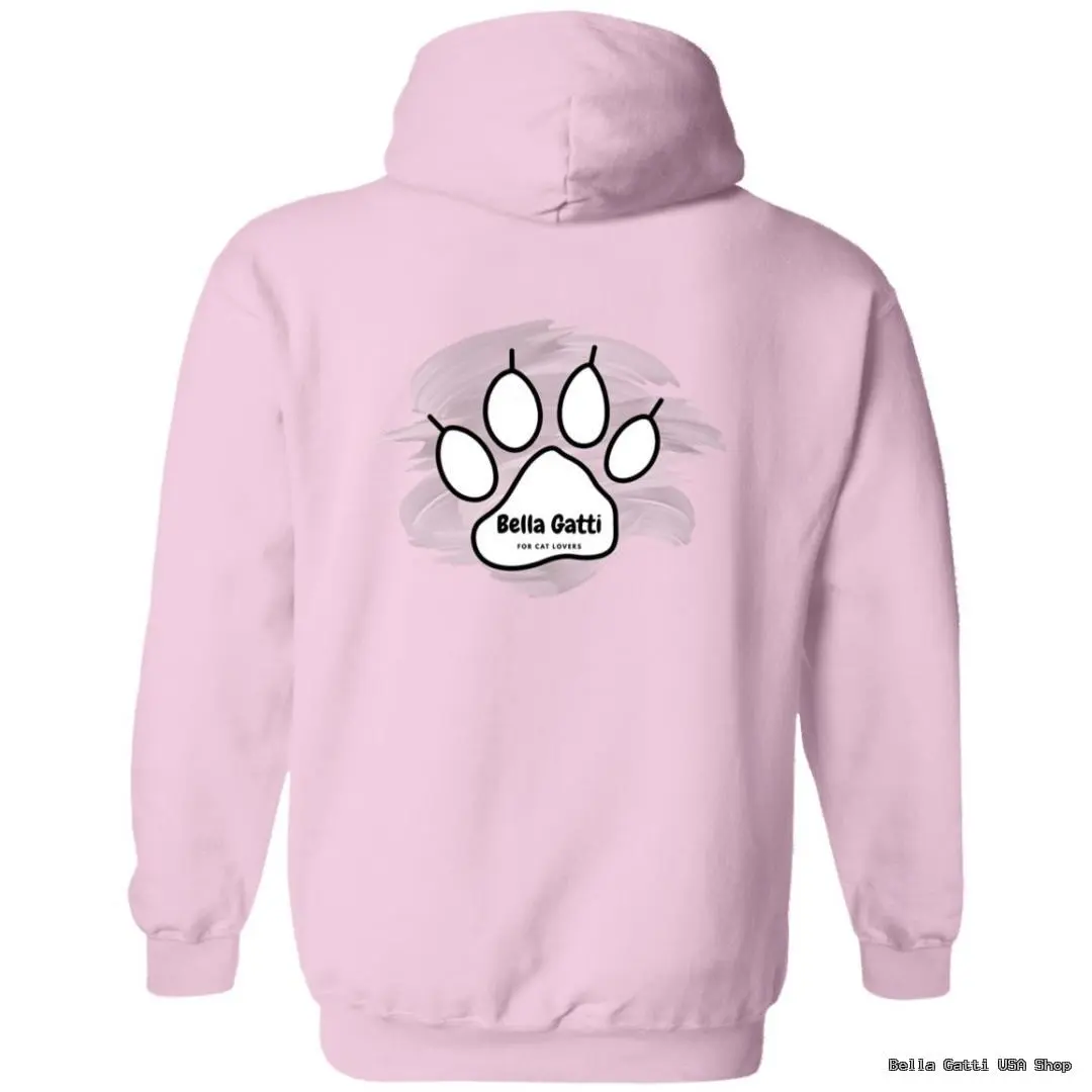 Pink hoodie with cat paw print design