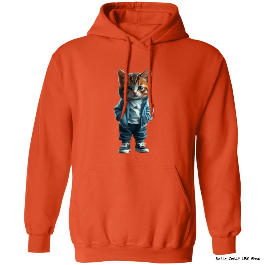 Orange hoodie with cute kitten graphic design