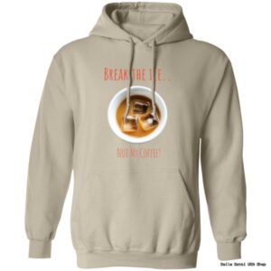 Beige hoodie with ice cube coffee design