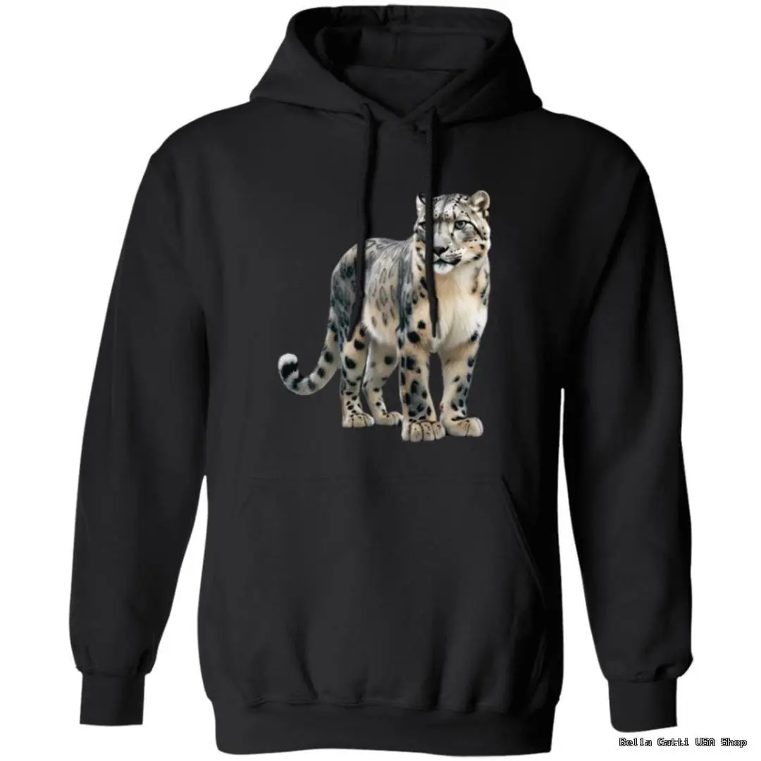Black hoodie with snow leopard design