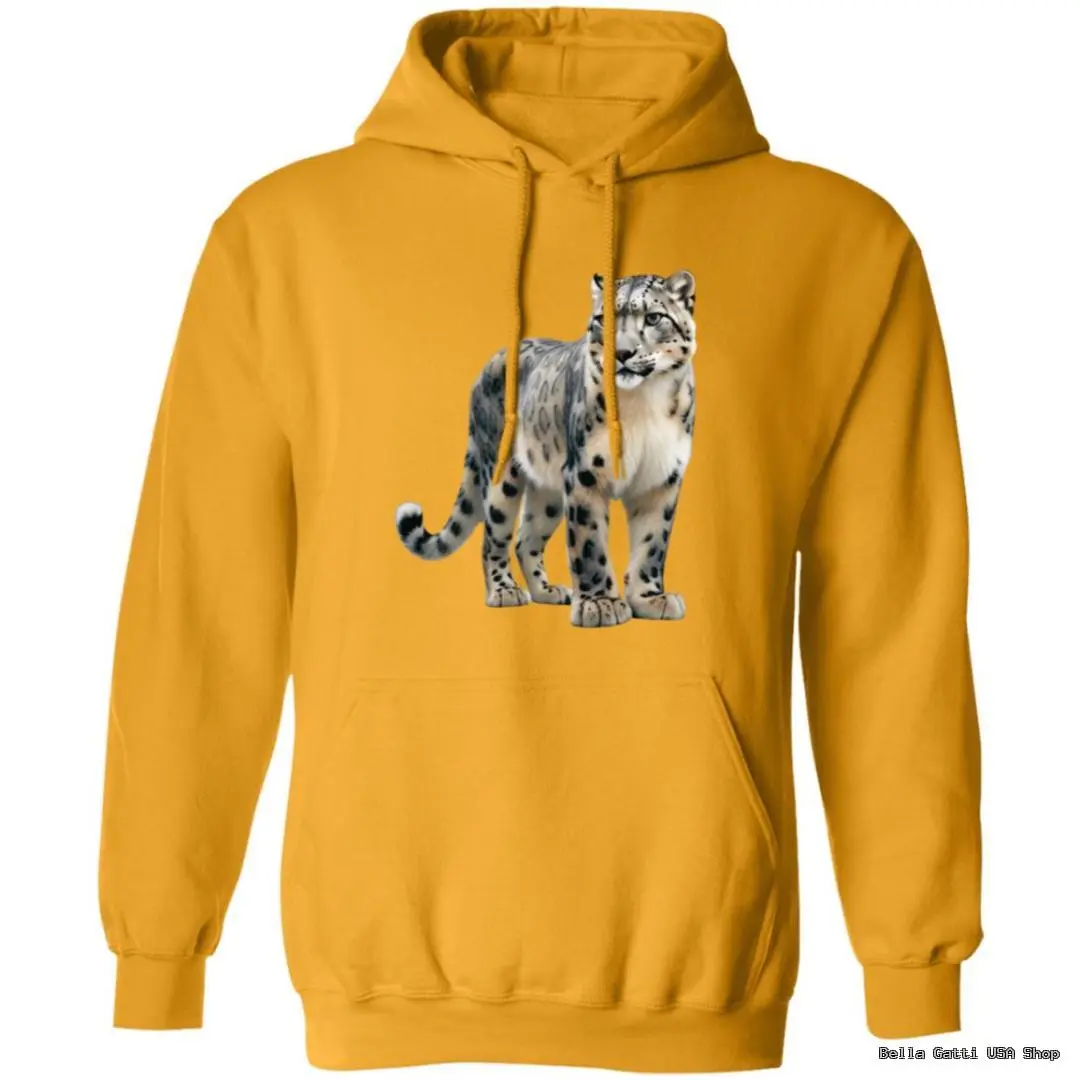 Yellow hoodie with snow leopard design