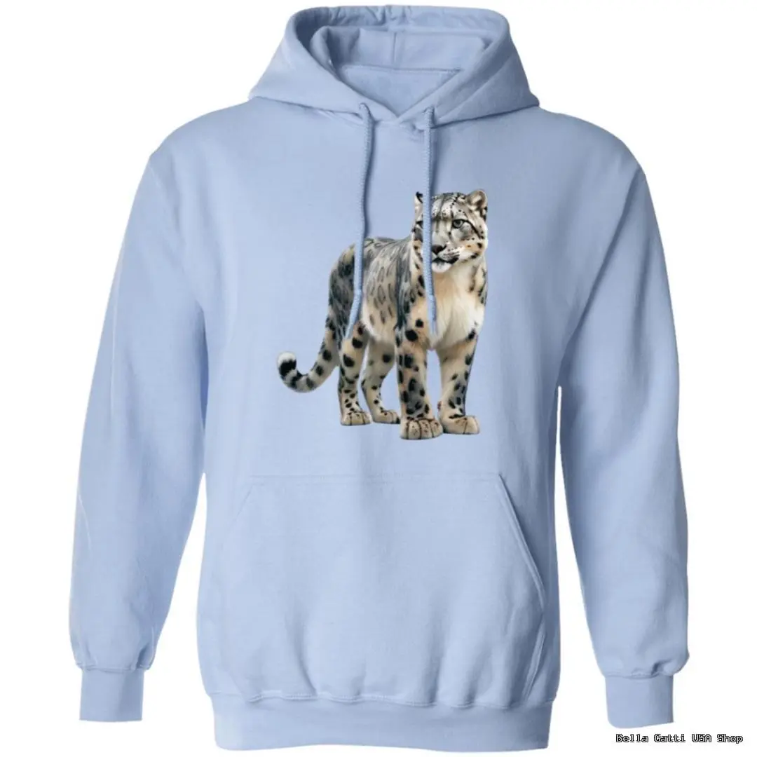 Light blue hoodie with snow leopard design