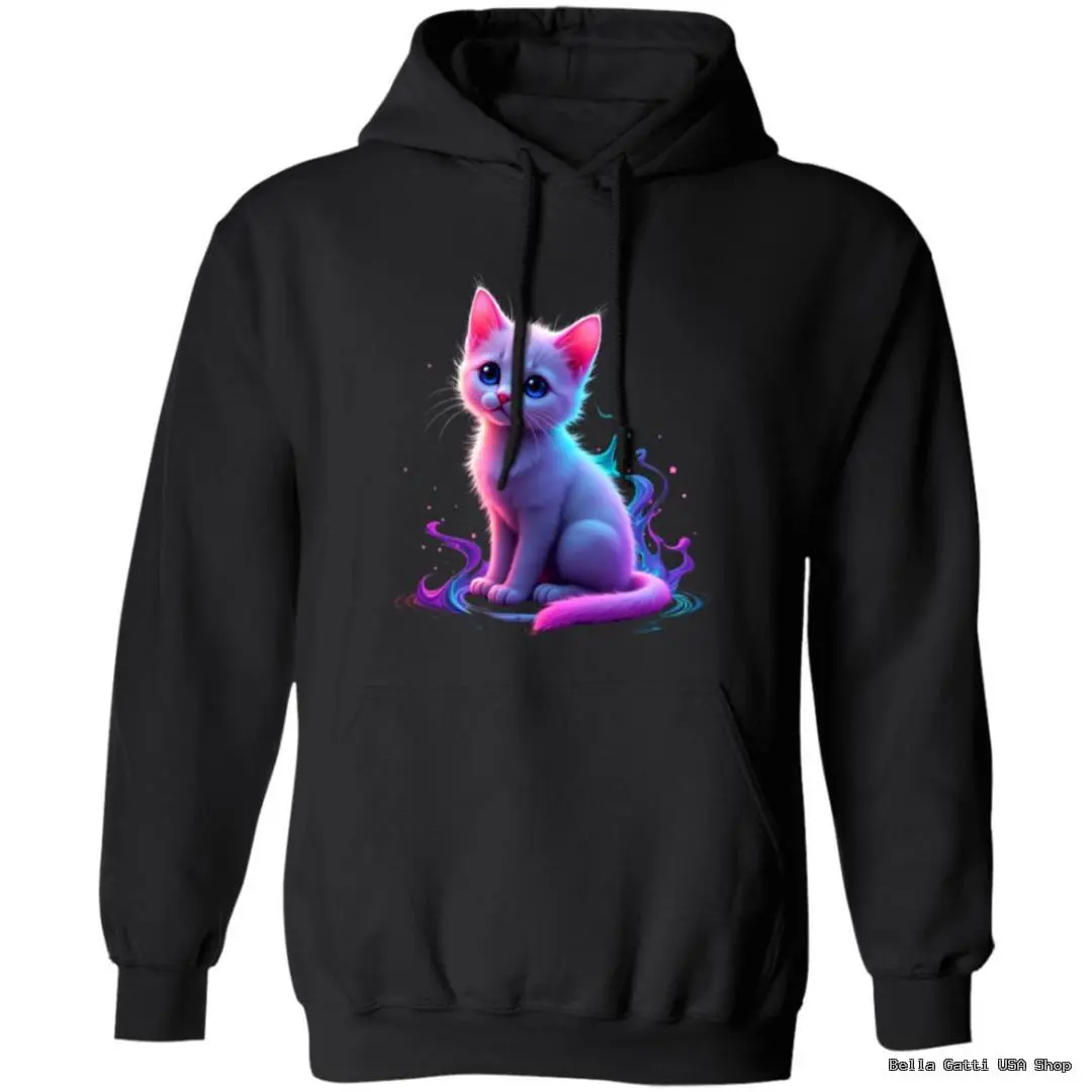 Black hoodie with neon cat design