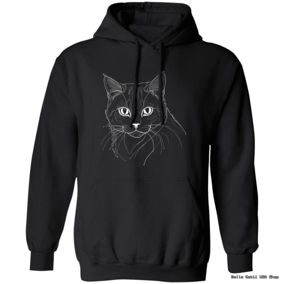 Black hoodie with cat illustration