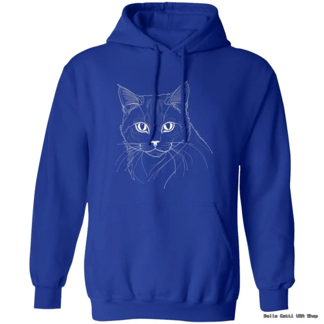 Blue hoodie with cat graphic design