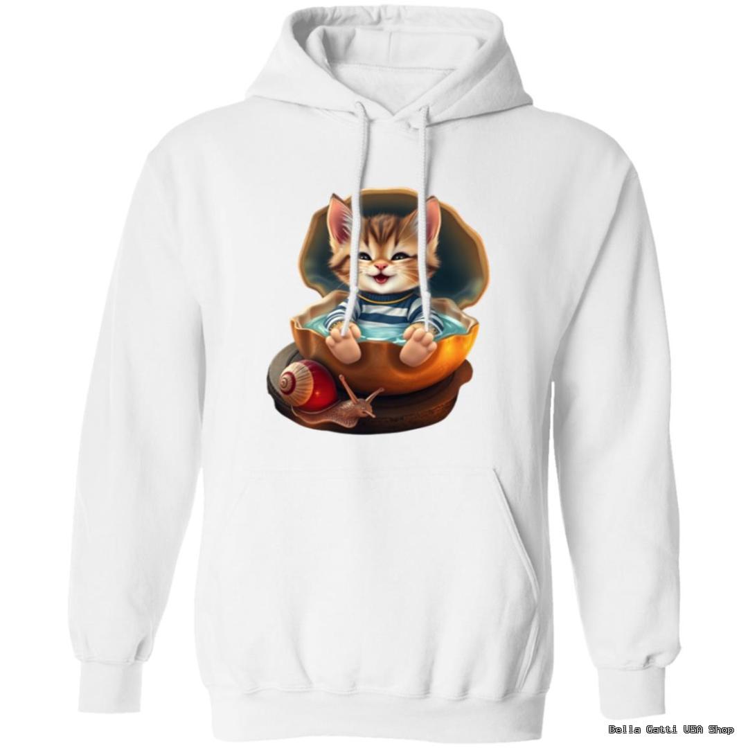 Hoodie with kitten in seashell graphic