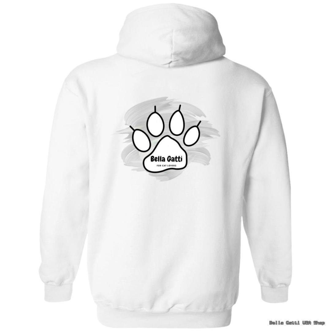 White hoodie with cat paw design