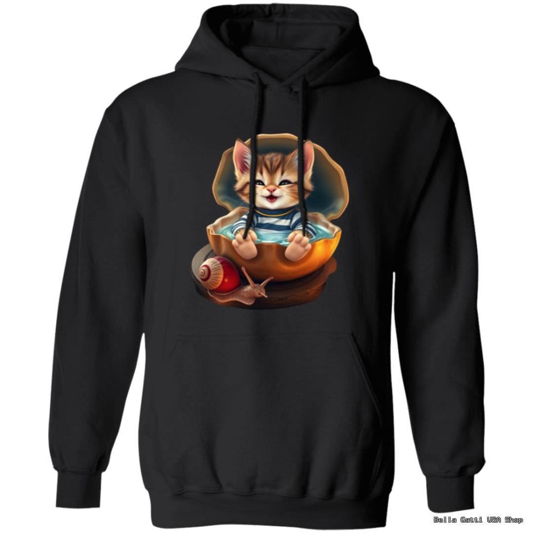 Hoodie with cute kitten and snail illustration