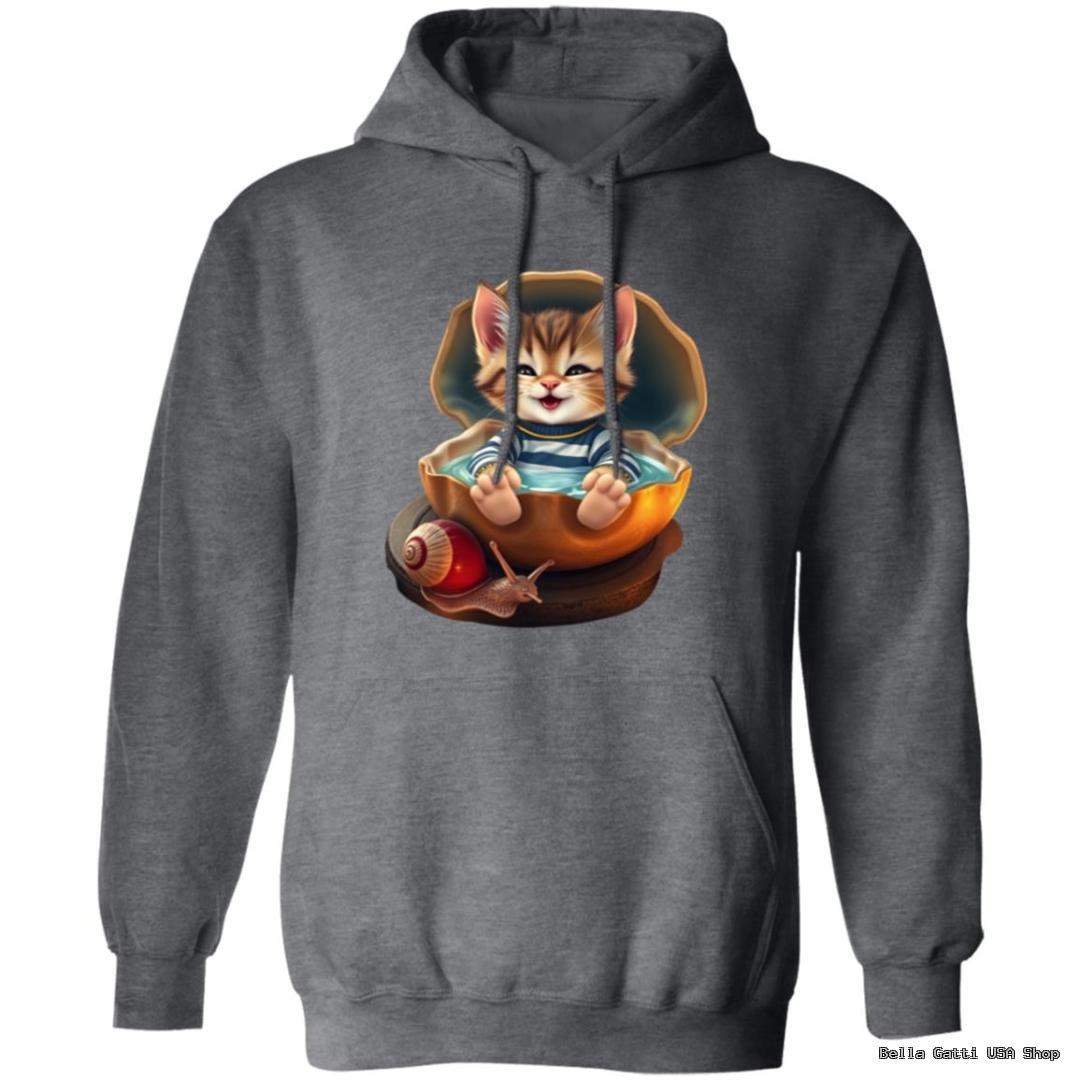 Hoodie with cute kitten and snail illustration