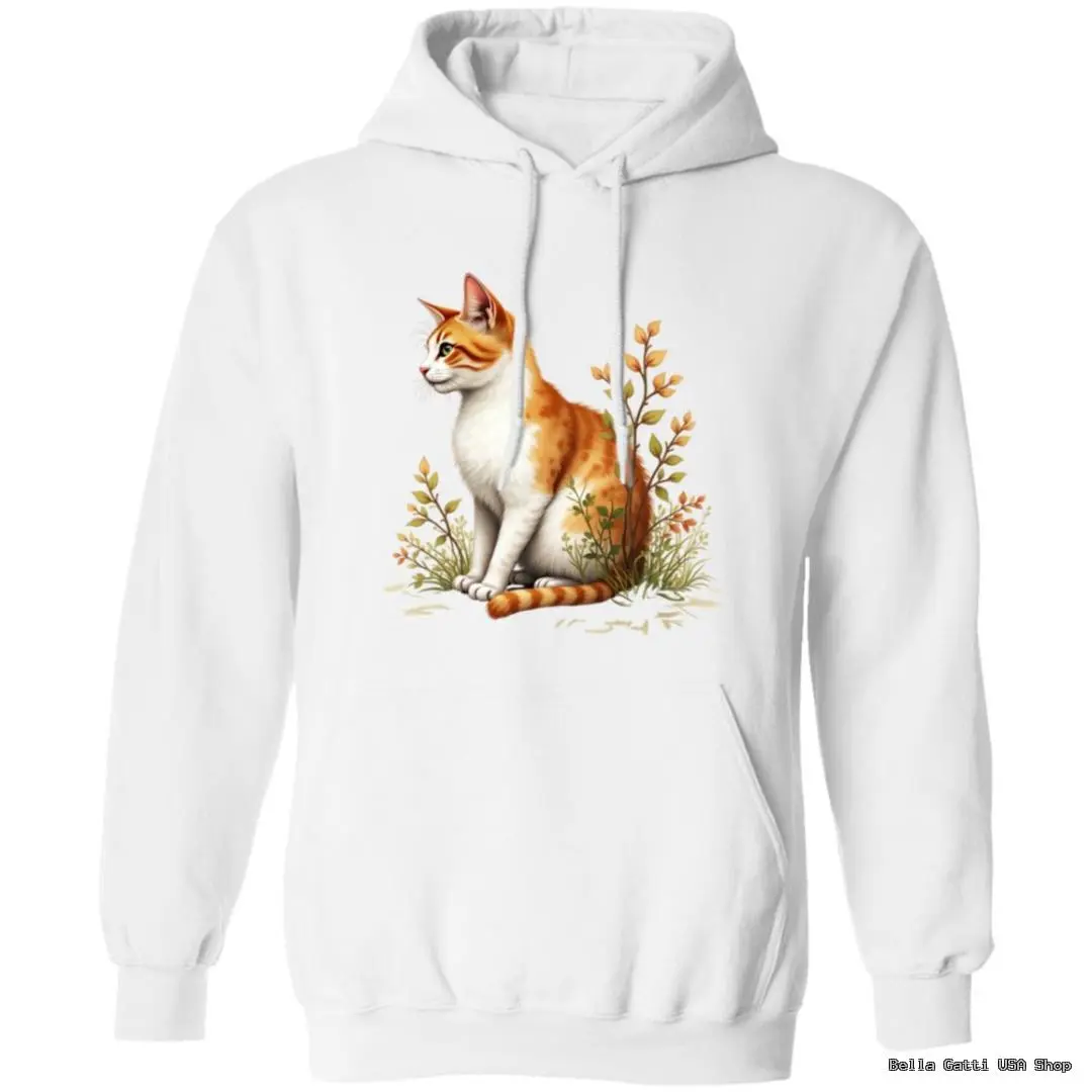 Hoodie with cat and flowers design.