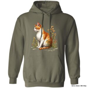 Hoodie with cat and floral design