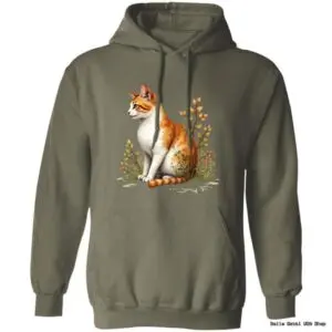 Hoodie with cat and floral design