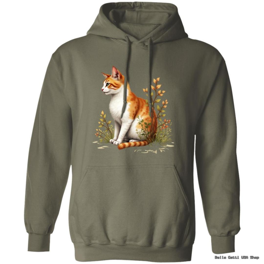 Hoodie with cat and floral design