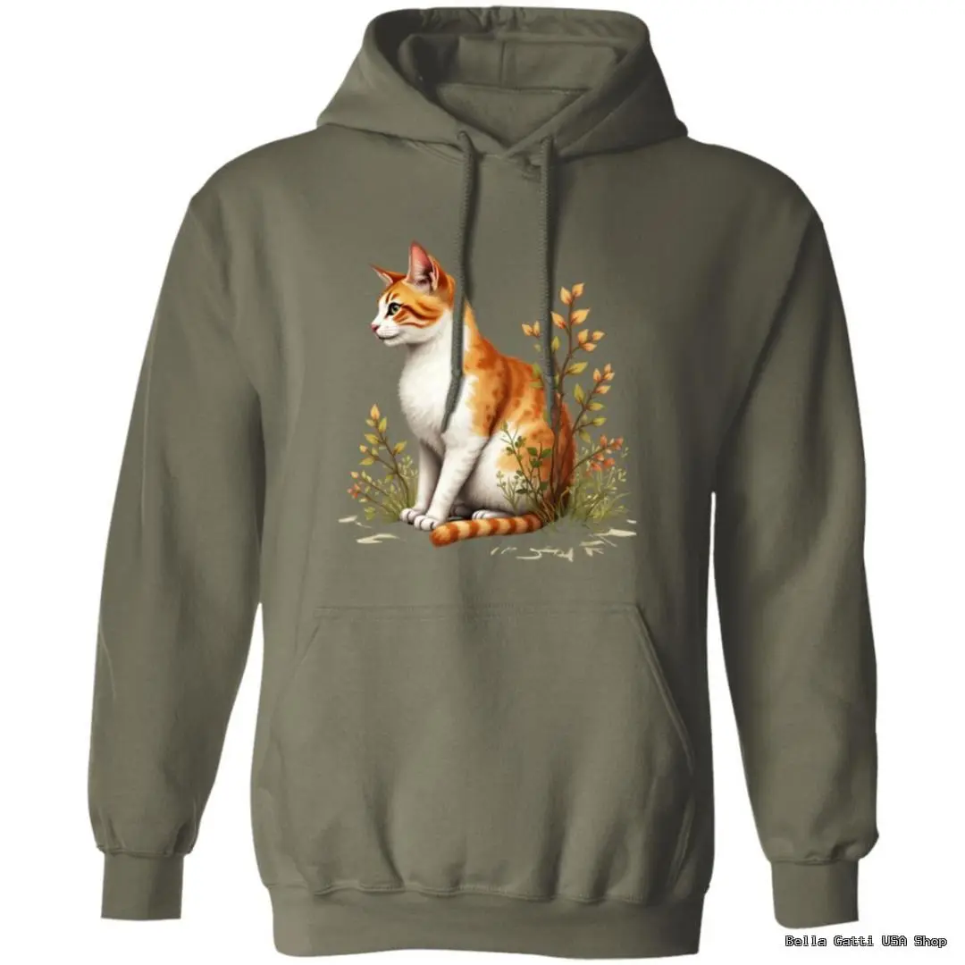 Hoodie with cat and floral design