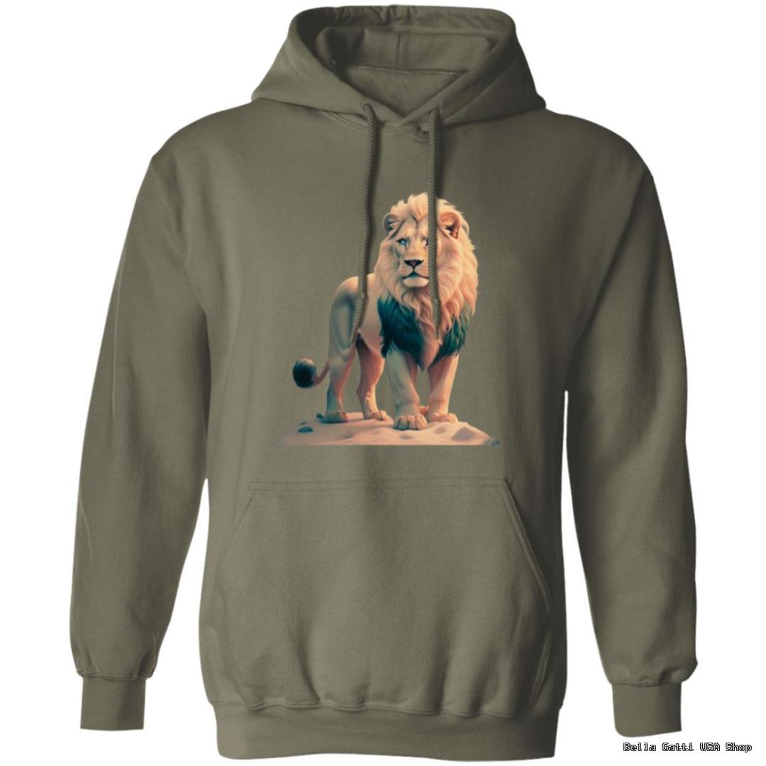 Hoodie with lion illustration printed on front