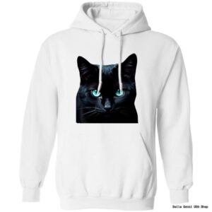 White hoodie with black cat design