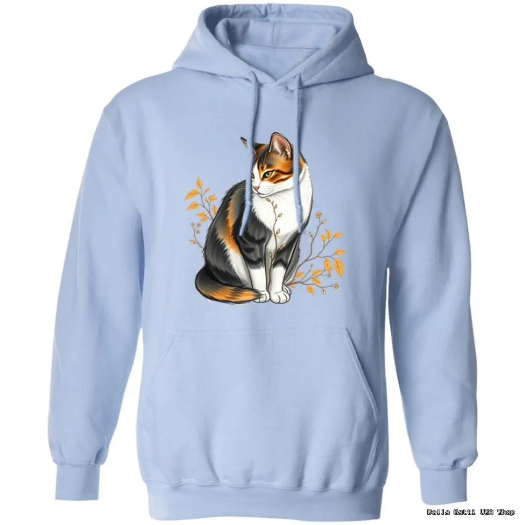 Light blue hoodie with cat illustration
