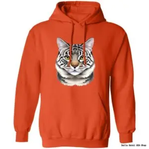 Orange hoodie with cat face design
