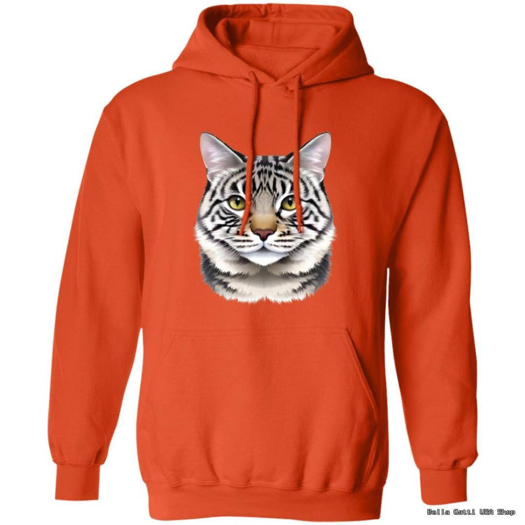 Orange hoodie with cat face design