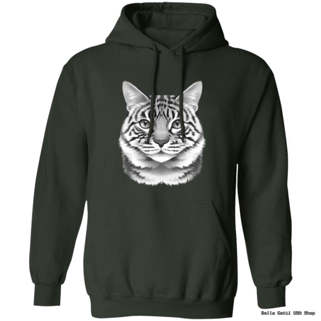 Hoodie with black and white tiger face design.
