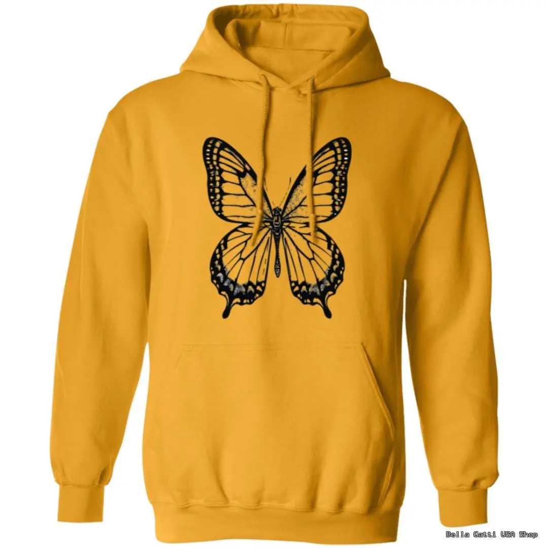 Yellow hoodie with butterfly design