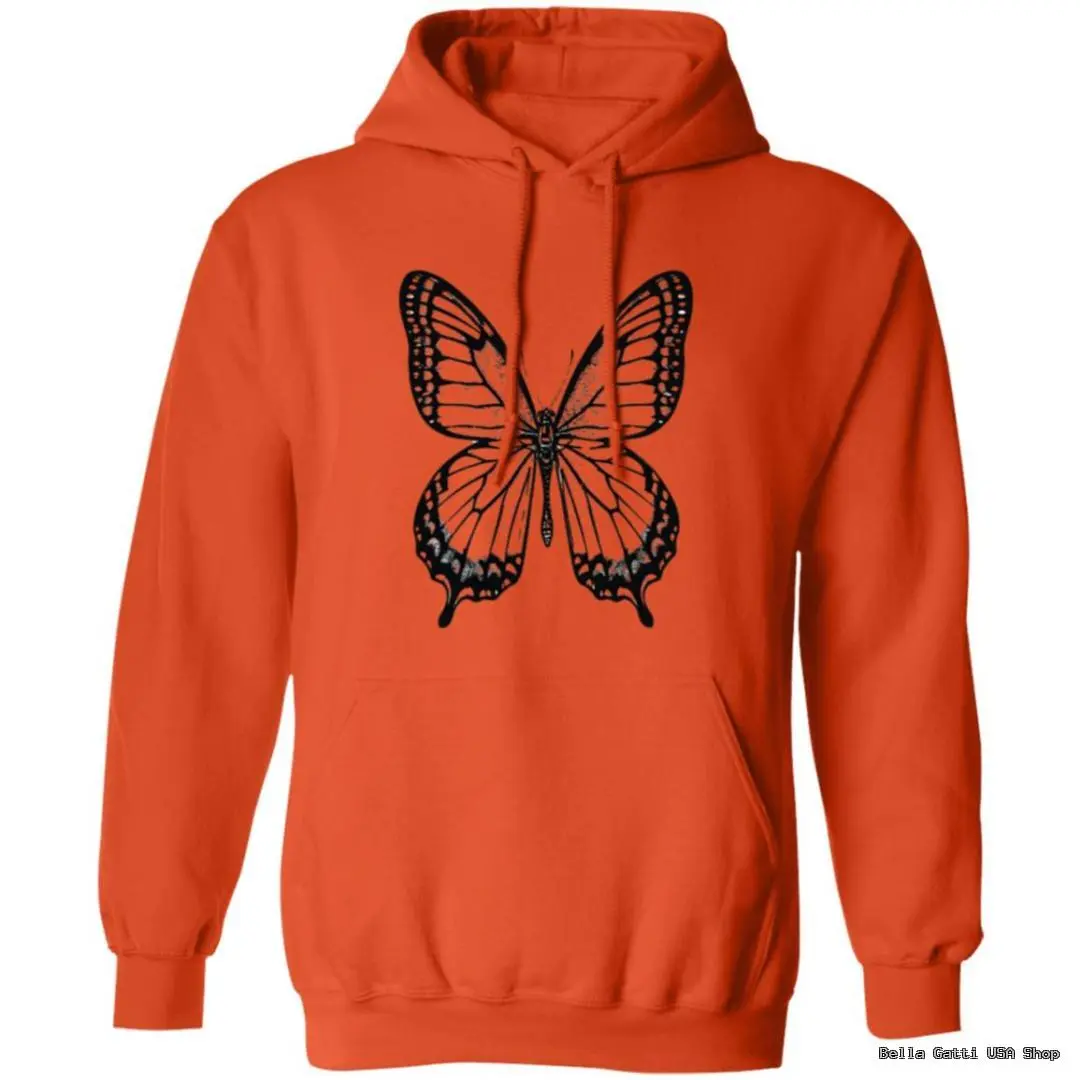 Orange hoodie with butterfly print design