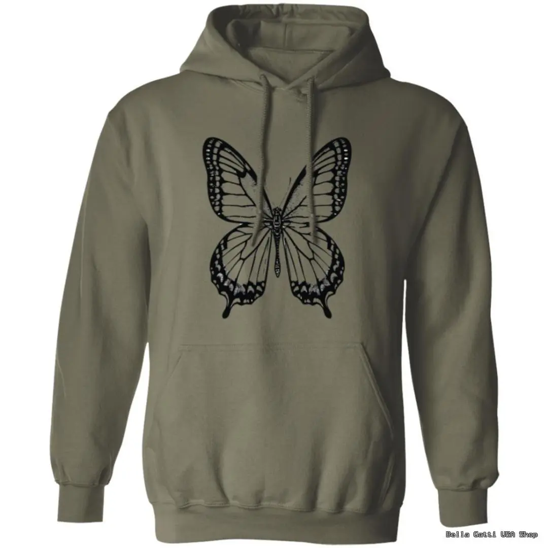 Olive hoodie with butterfly design