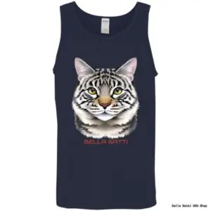 Tank top with realistic cat face illustration