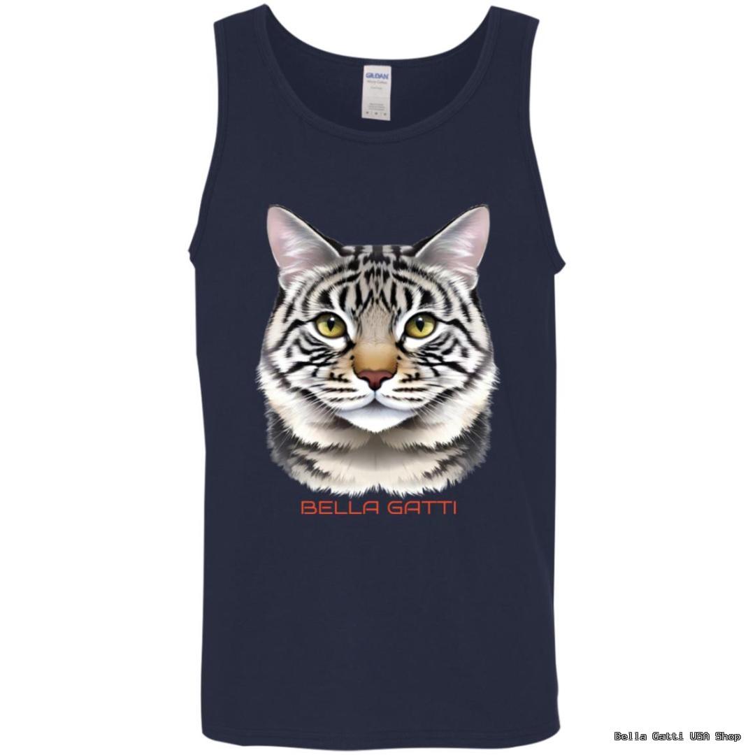 Tank top with realistic cat face illustration