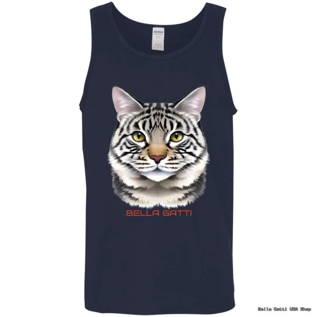 Tank top with realistic cat face illustration