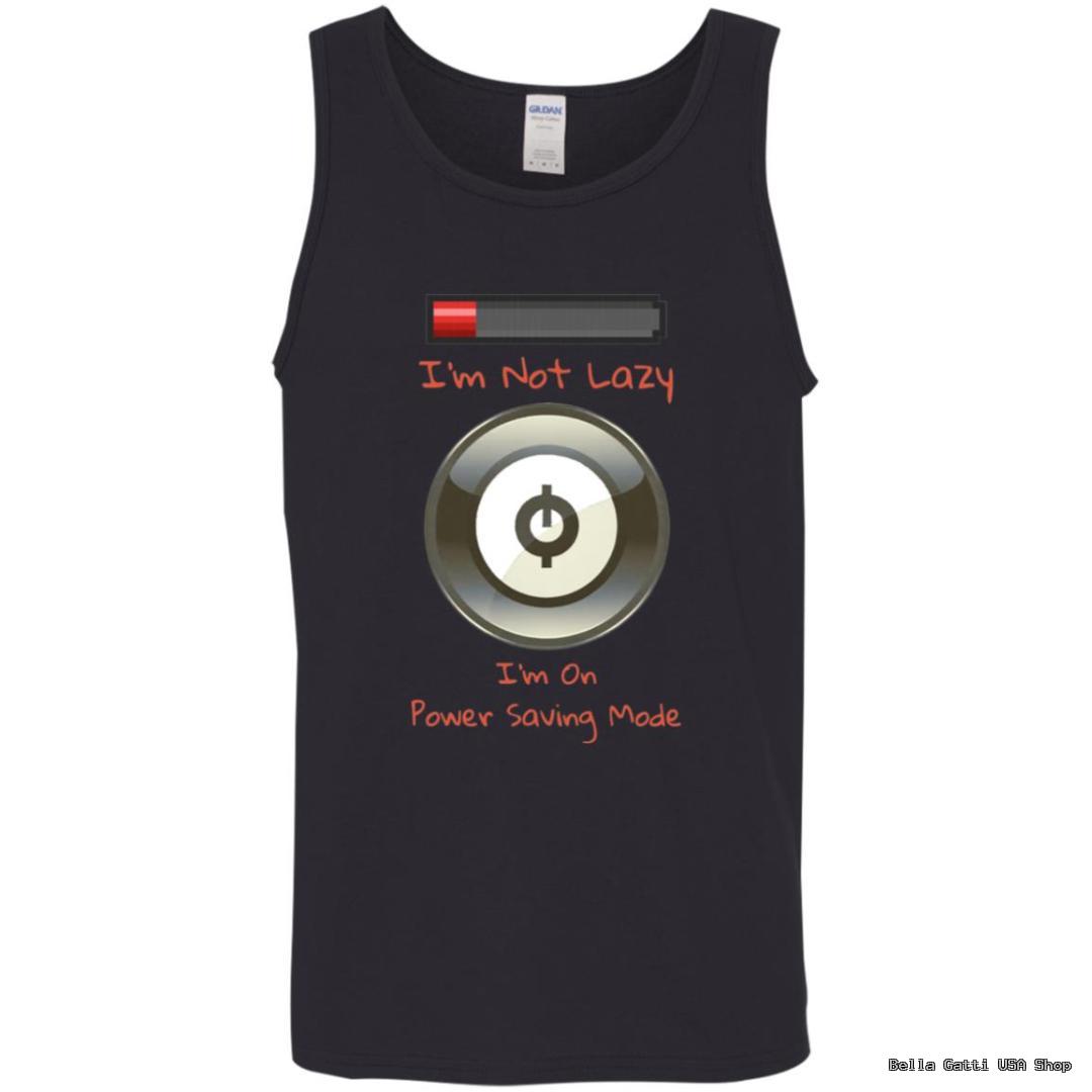 Black tank top with power saving mode text.