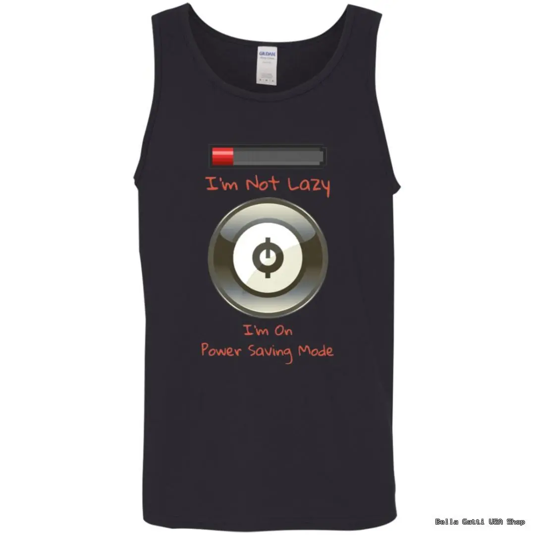 Black tank top with power saving mode text.