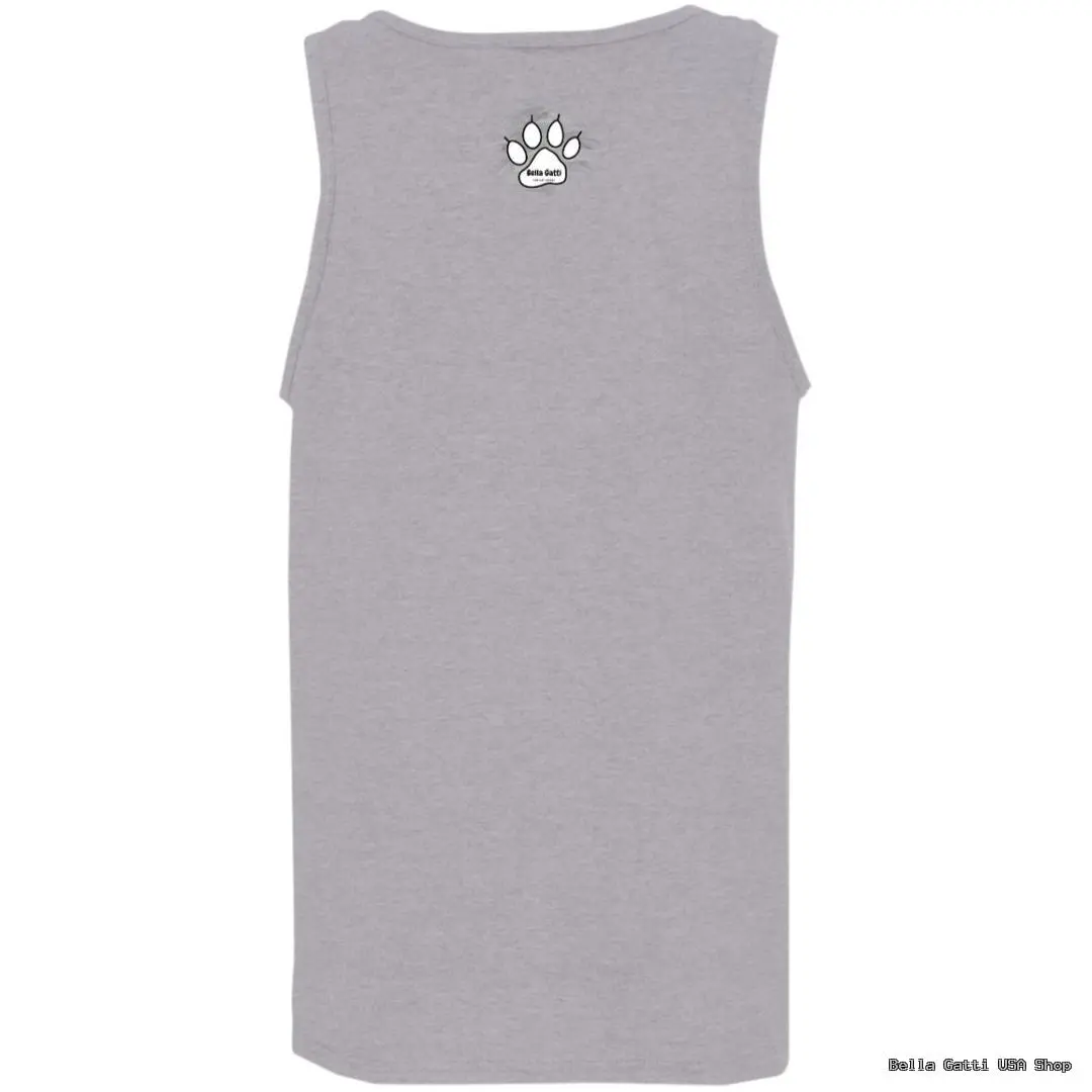 Gray tank top with paw print design.