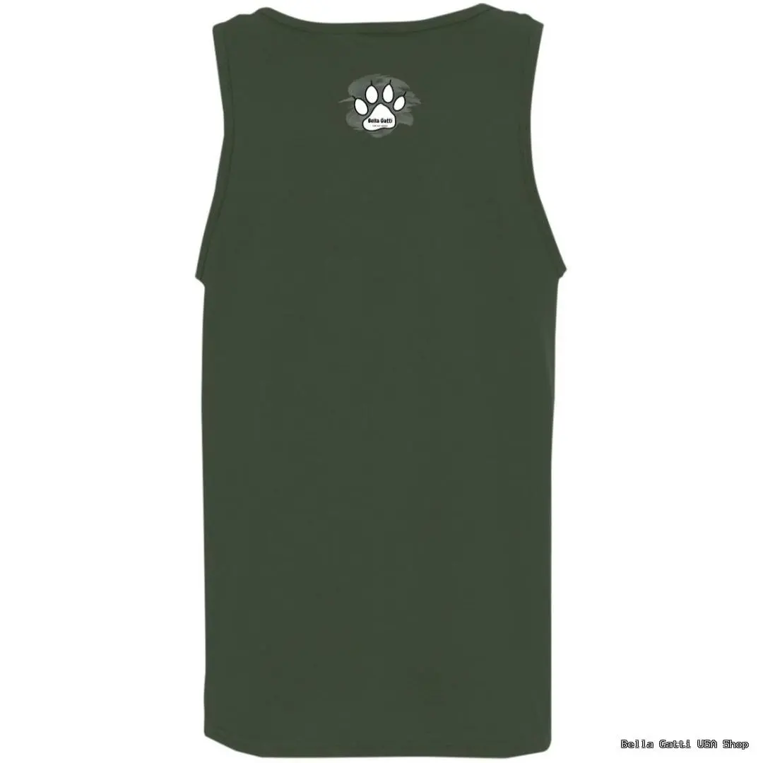 Olive tank top with cat paw print design