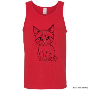 Red tank top with cat illustration