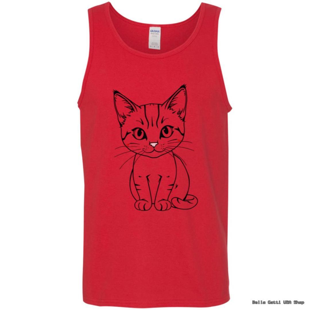 Red tank top with cat illustration