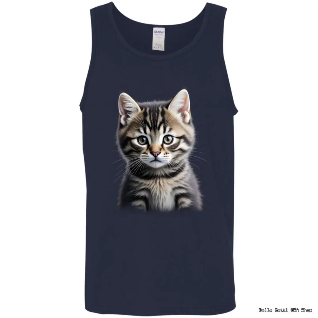 Tank top with cute cat illustration