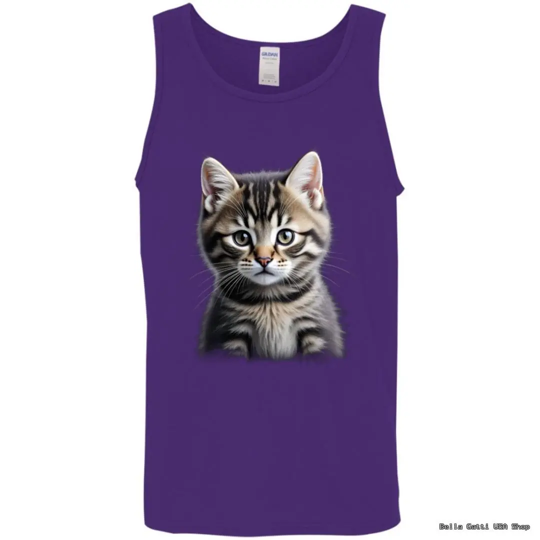 Purple tank top with cute cat illustration