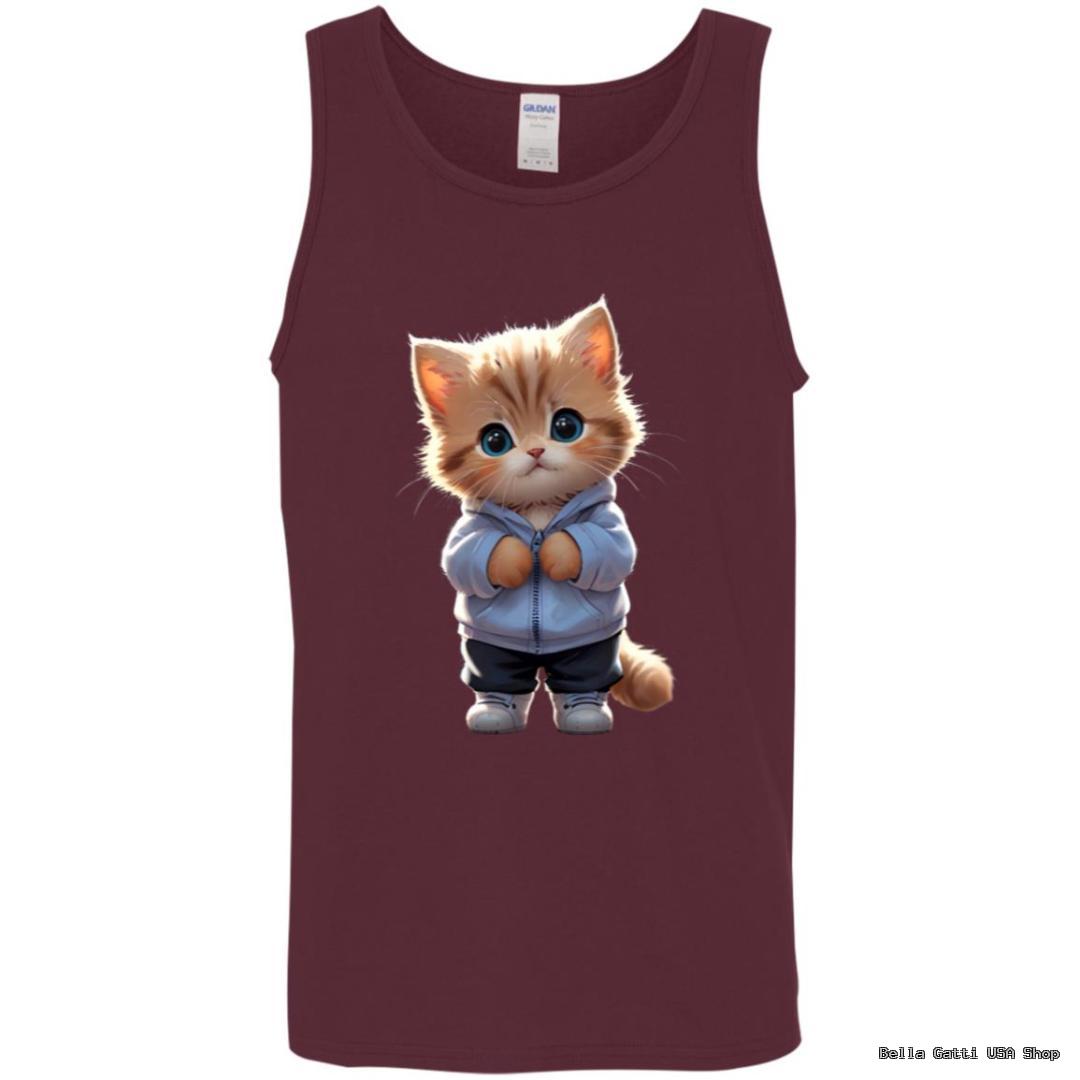 Tank top with cute kitten illustration.