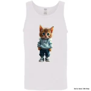 Tank top with cute kitten in hoodie design