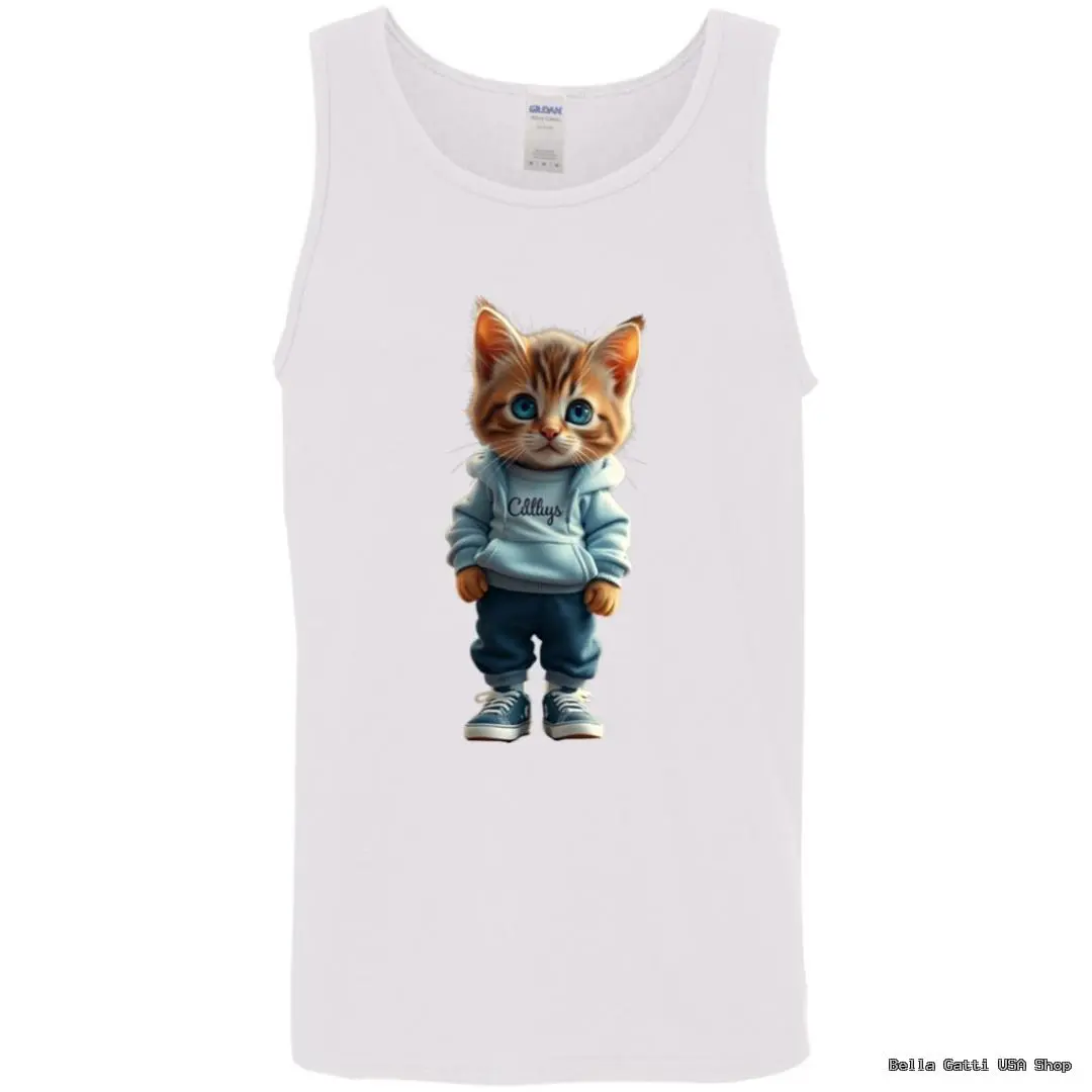 Tank top with cute kitten in hoodie design