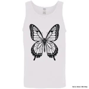 White tank top with black butterfly design