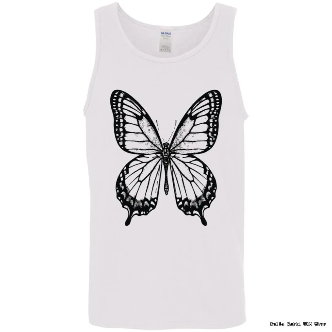 White tank top with black butterfly design
