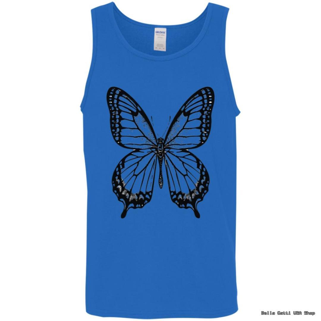 Blue tank top with black butterfly design
