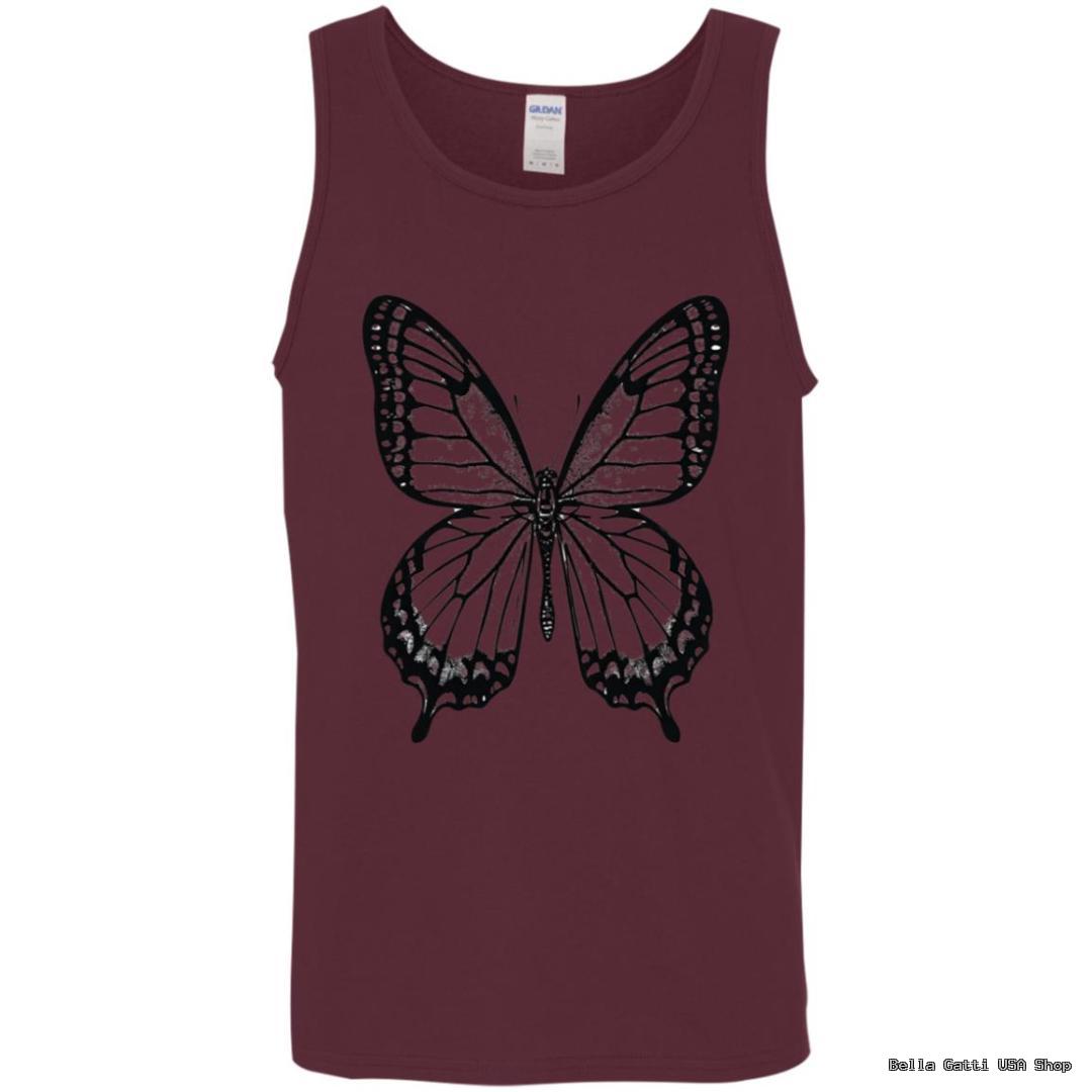 Maroon tank top with butterfly design