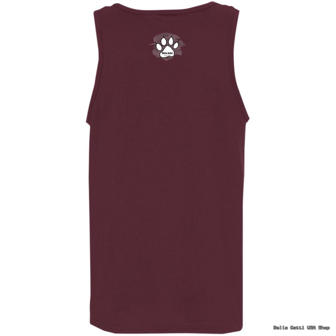 Maroon tank top with small graphic on back