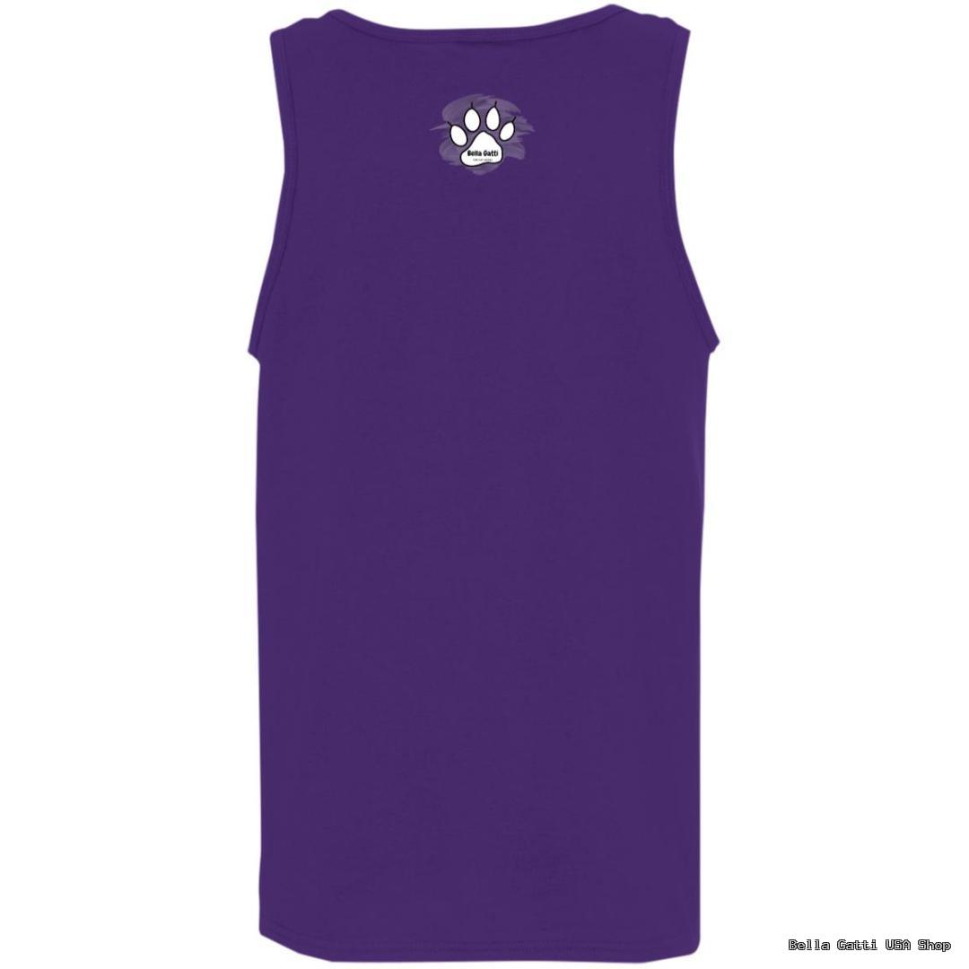 Purple tank top with small logo on back